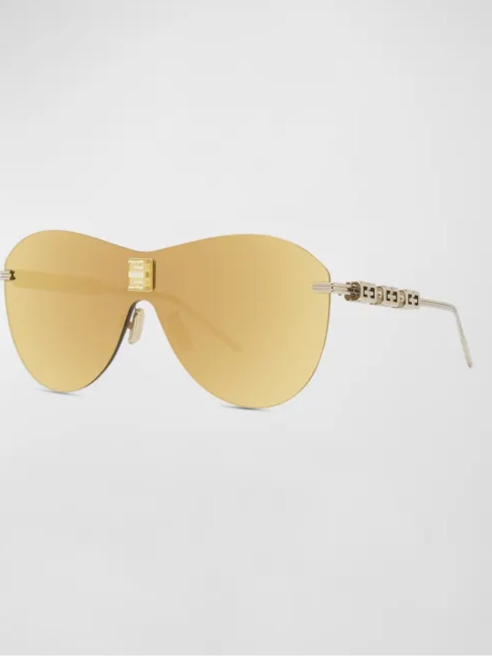 Givenchy 4G Gold Mirrored Shield Sunglasses Rimless Mask Italy - Picture 2 of 7